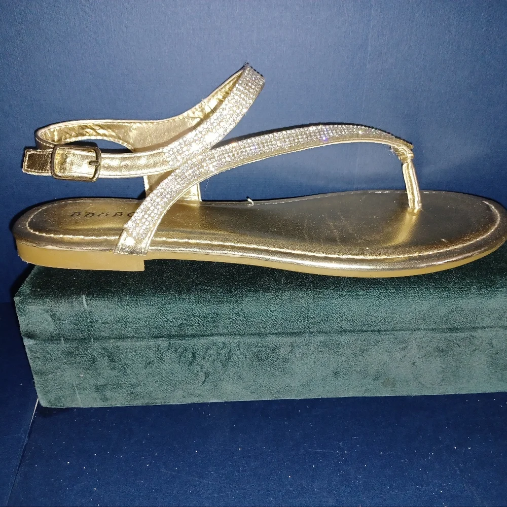 Gold Rhinestone Sandals - Picture 2 of 10
